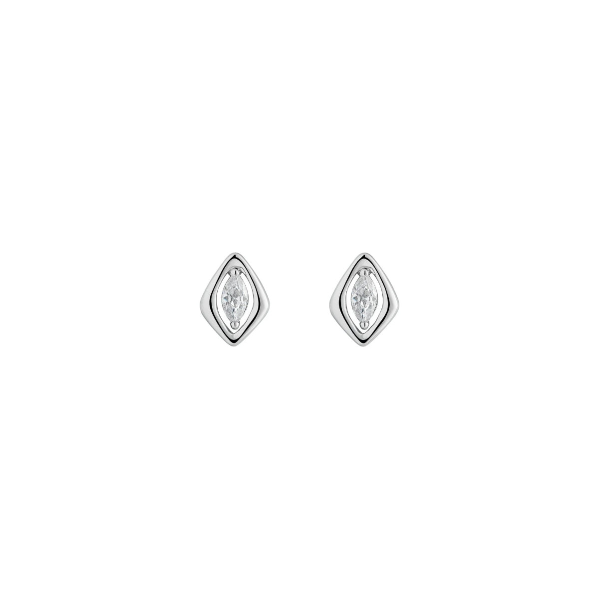 Sterling Silver Framed Marquise Cut Stud Earrings | Almeria