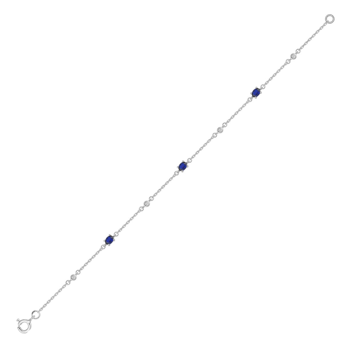 Sterling Silver Sapphire & Clear Stone Bracelet | Natalie