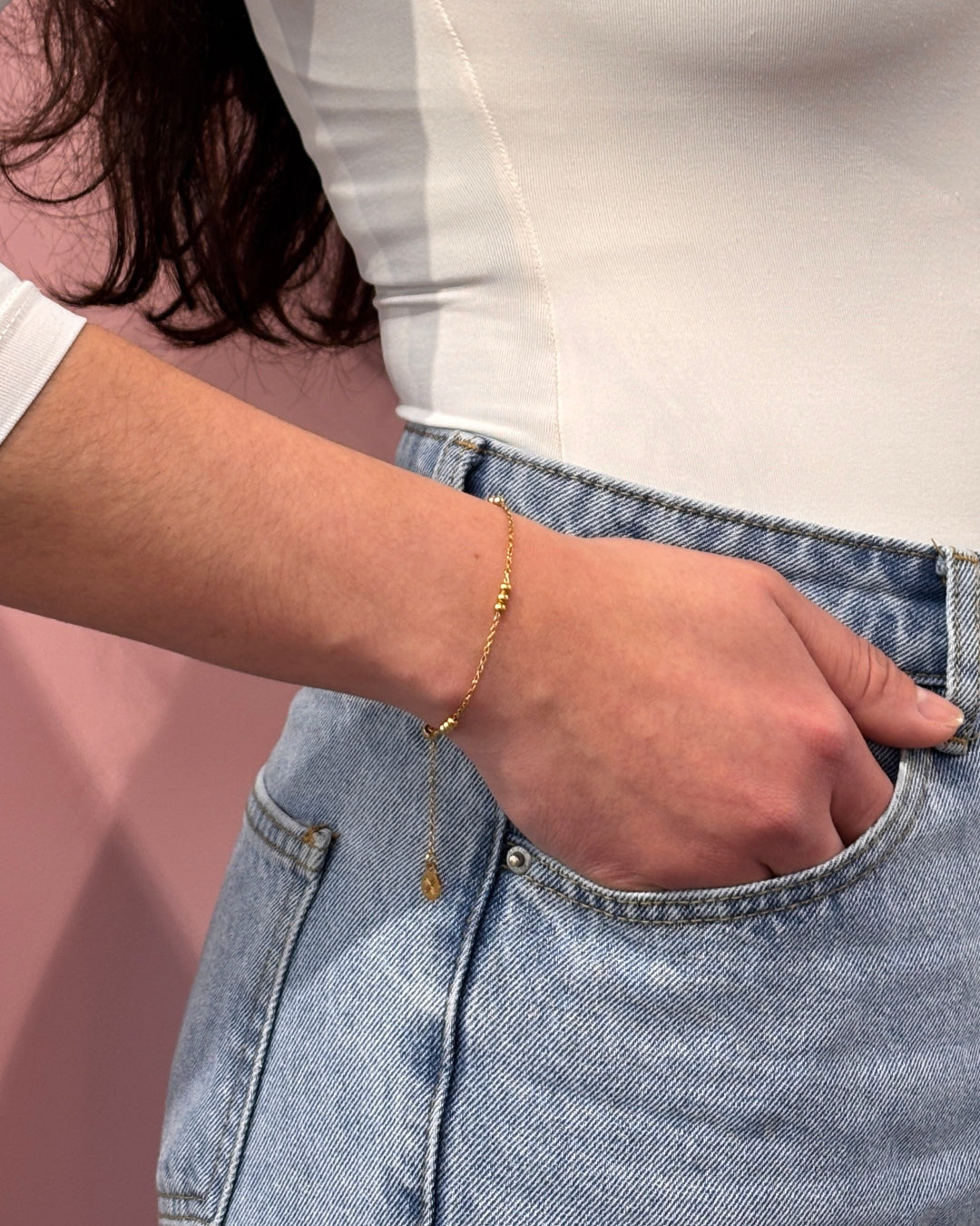 Steel Bead Detail Chain Bracelet | Anartxy