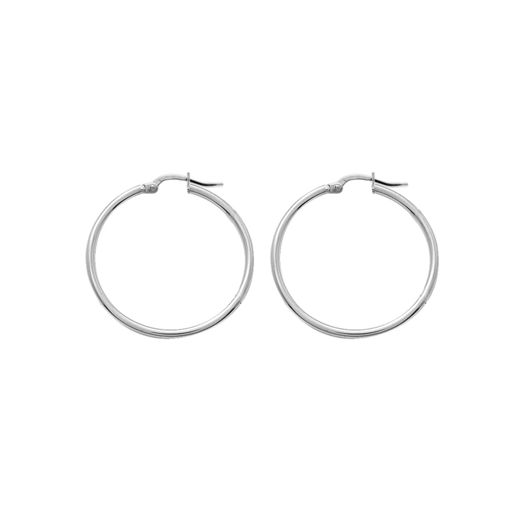 Bordeaux Silver Hoop Earrings