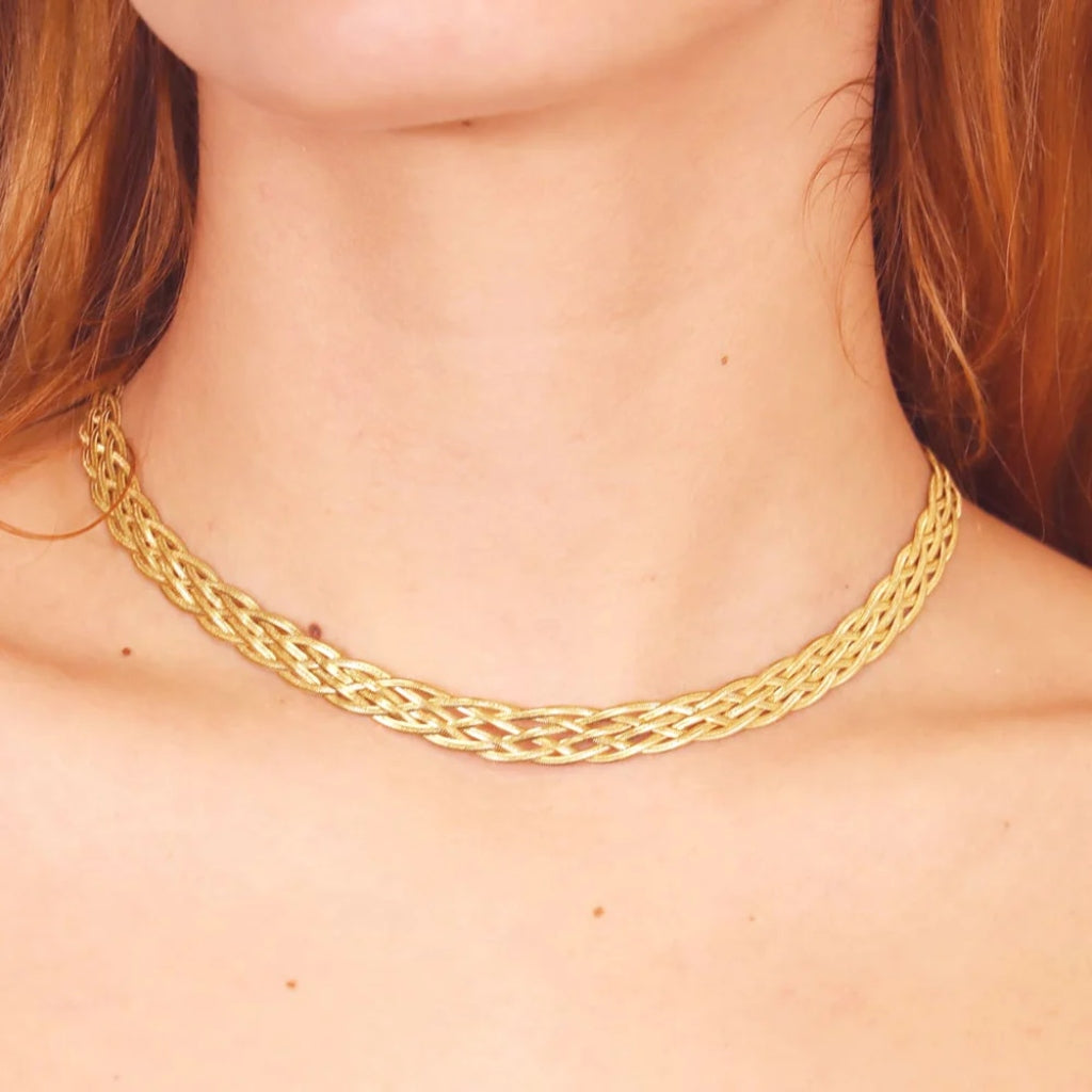 Braided Herringbone Chain Necklace | Anartxy