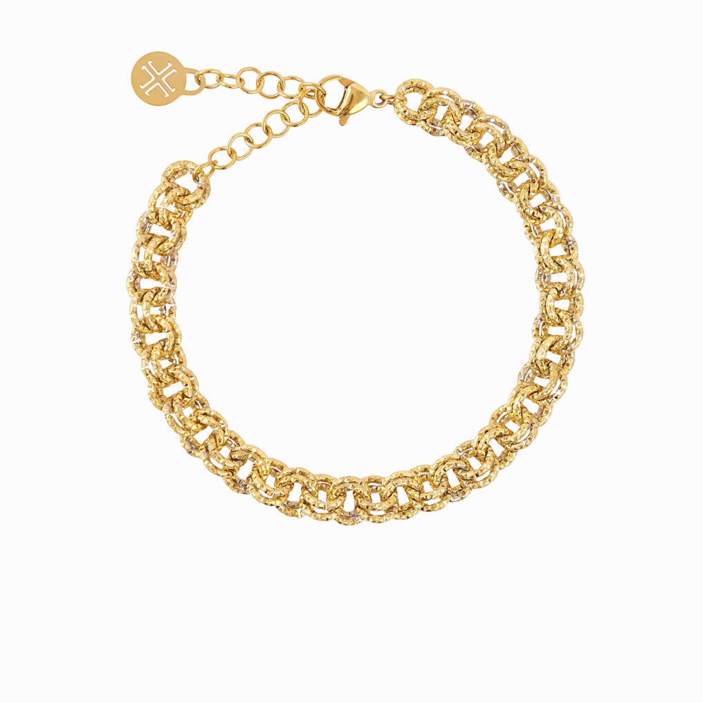 Steel Textured Double Link Chain Bracelet | Anartxy