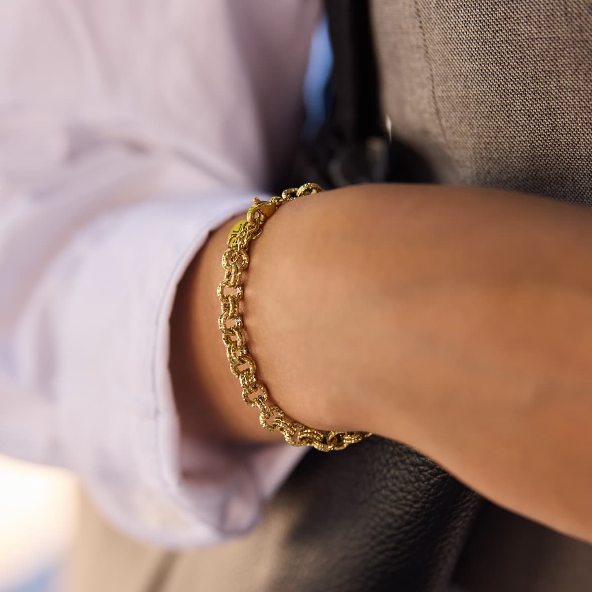 Steel Textured Double Link Chain Bracelet | Anartxy