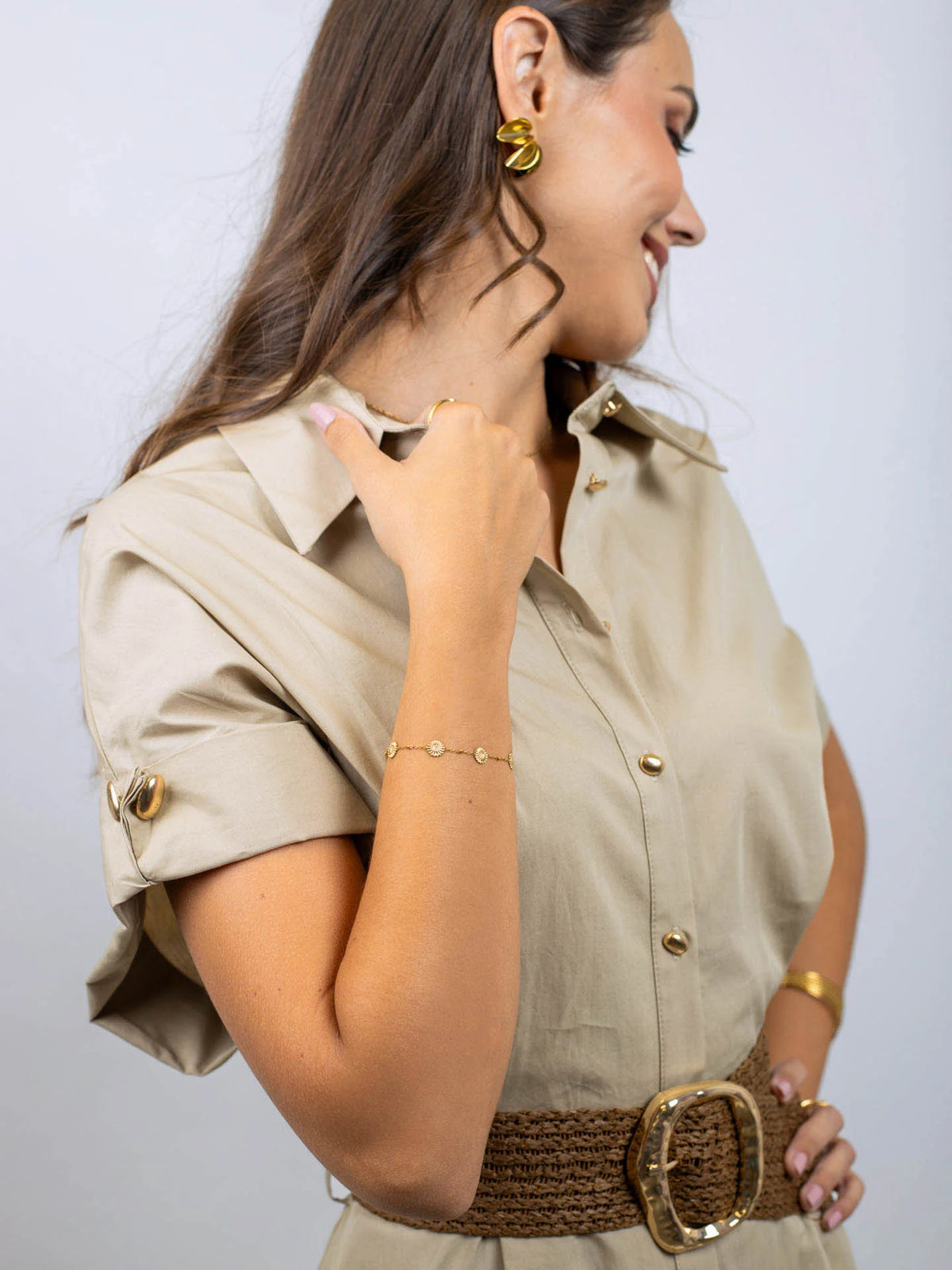 Steel Sunflower Chain Bracelet | Anartxy