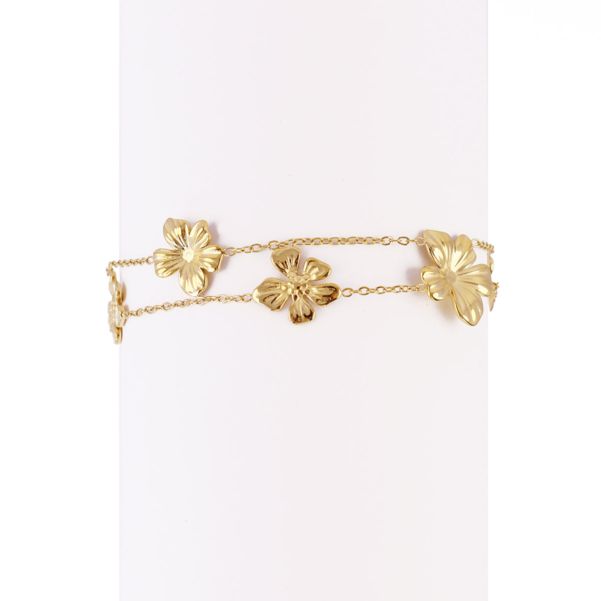 Steel Flower Double Chain Bracelet | Anartxy