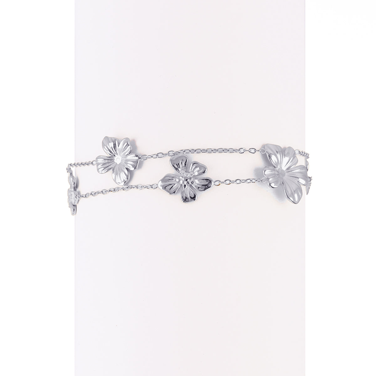 Steel Flower Double Chain Bracelet | Anartxy