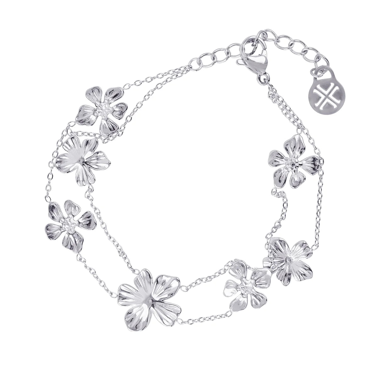 Steel Flower Double Chain Bracelet | Anartxy