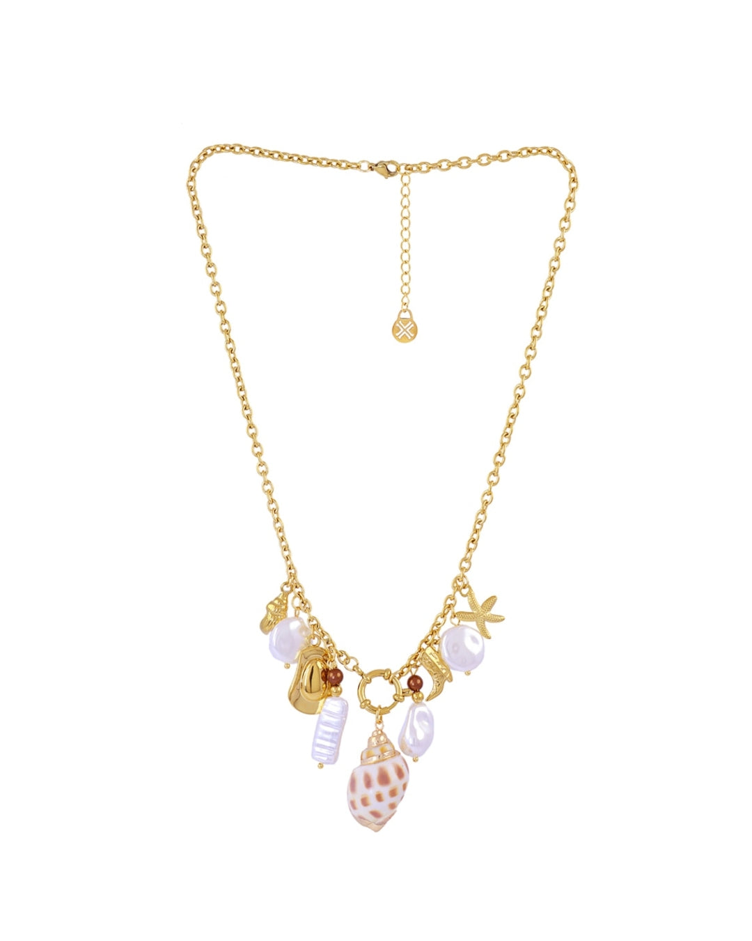 Steel Cable Chain Pearl & Seashell Charm Necklace | Anartxy