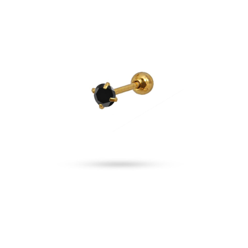 Circle Stone Ball Back Single Stud Earring | Anartxy