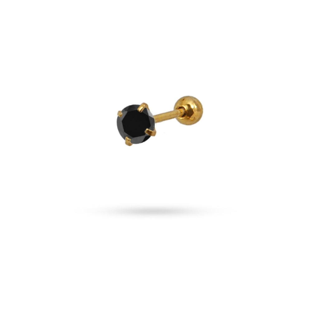 Circle Stone Ball Back Single Stud Earring | Anartxy