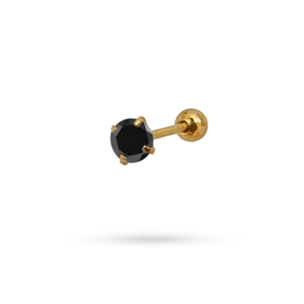 Circle Stone Ball Back Single Stud Earring | Anartxy