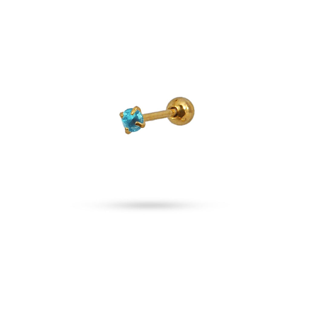 Circle Stone Ball Back Single Stud Earring | Anartxy