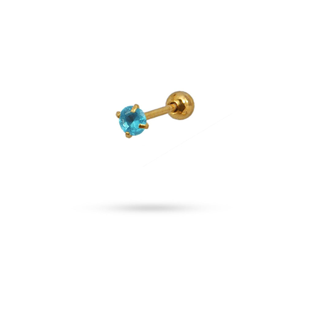 Circle Stone Ball Back Single Stud Earring | Anartxy