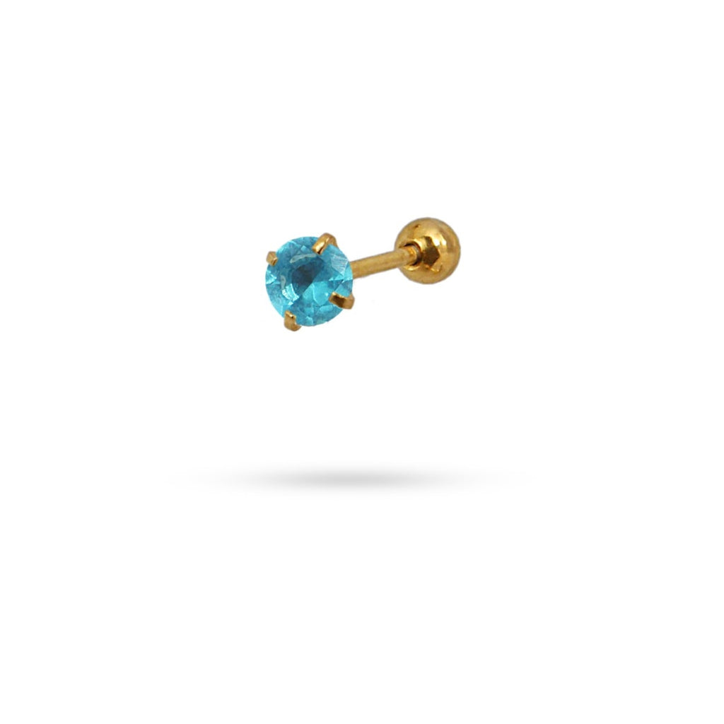 Circle Stone Ball Back Single Stud Earring | Anartxy