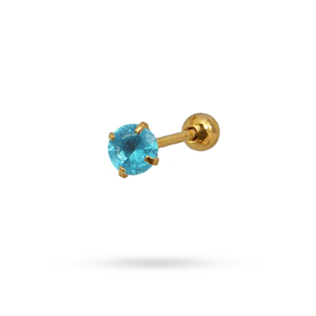 Circle Stone Ball Back Single Stud Earring | Anartxy