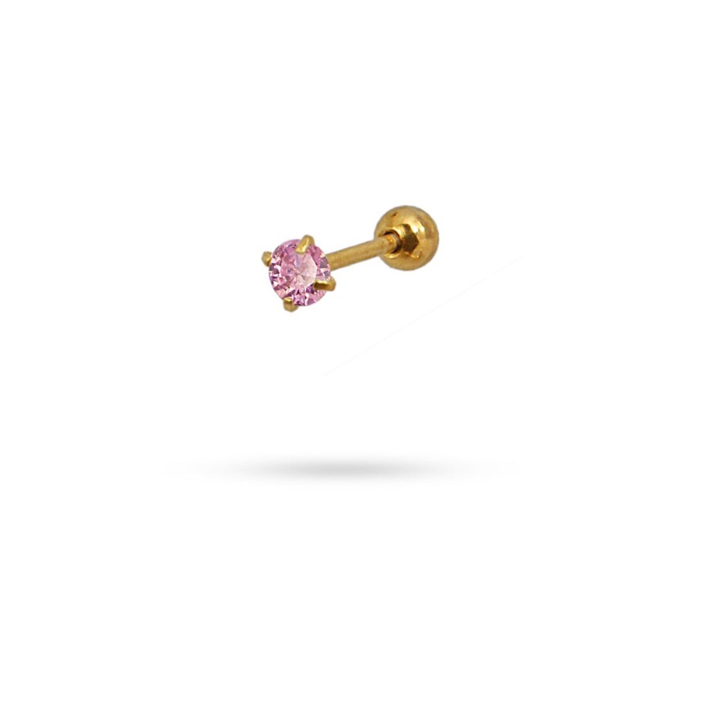 Circle Stone Ball Back Single Stud Earring | Anartxy