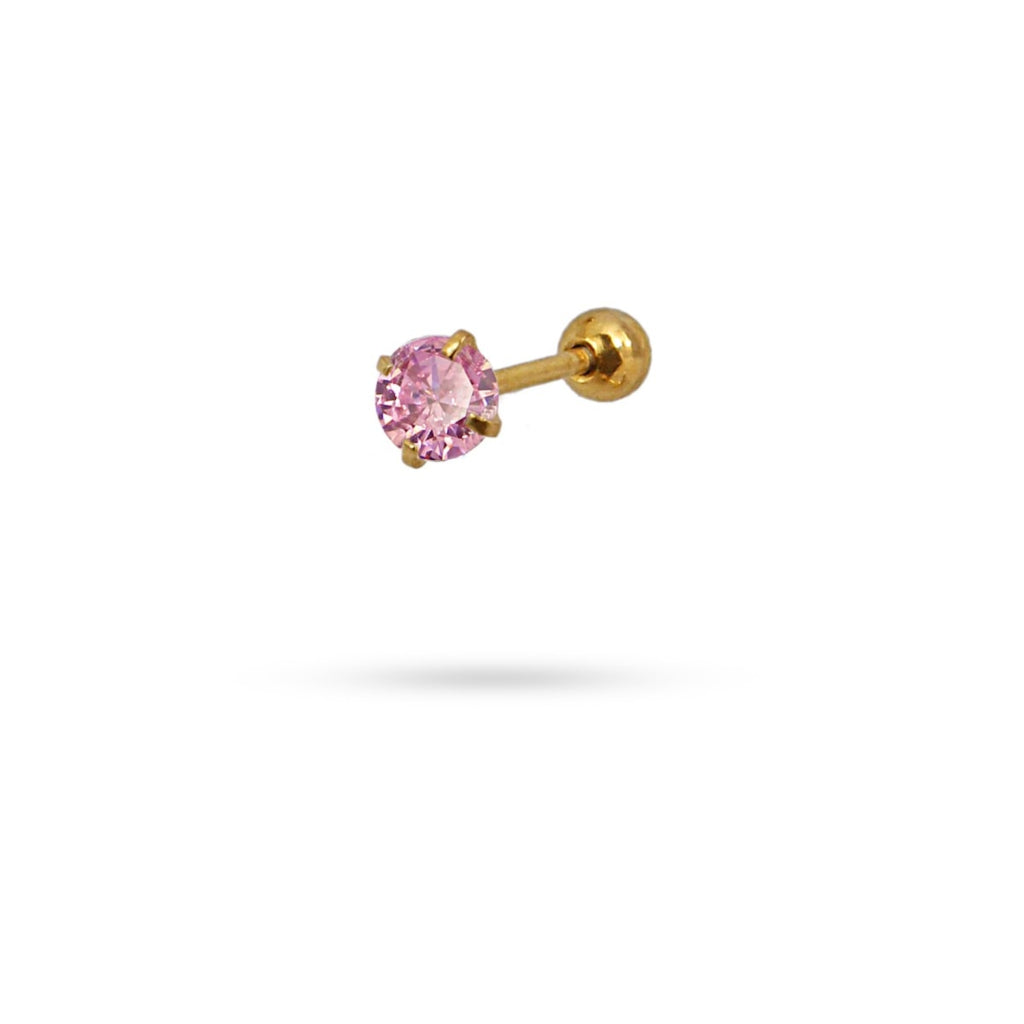 Circle Stone Ball Back Single Stud Earring | Anartxy