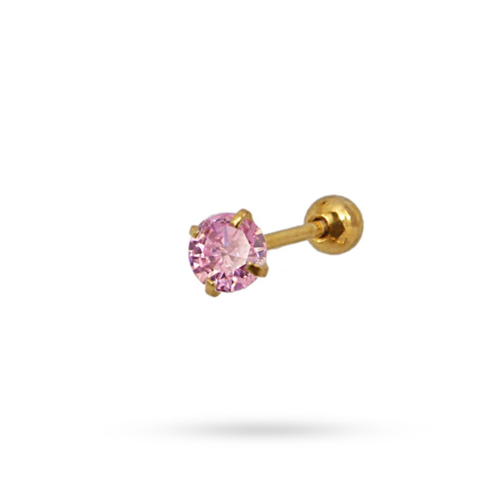 Circle Stone Ball Back Single Stud Earring | Anartxy