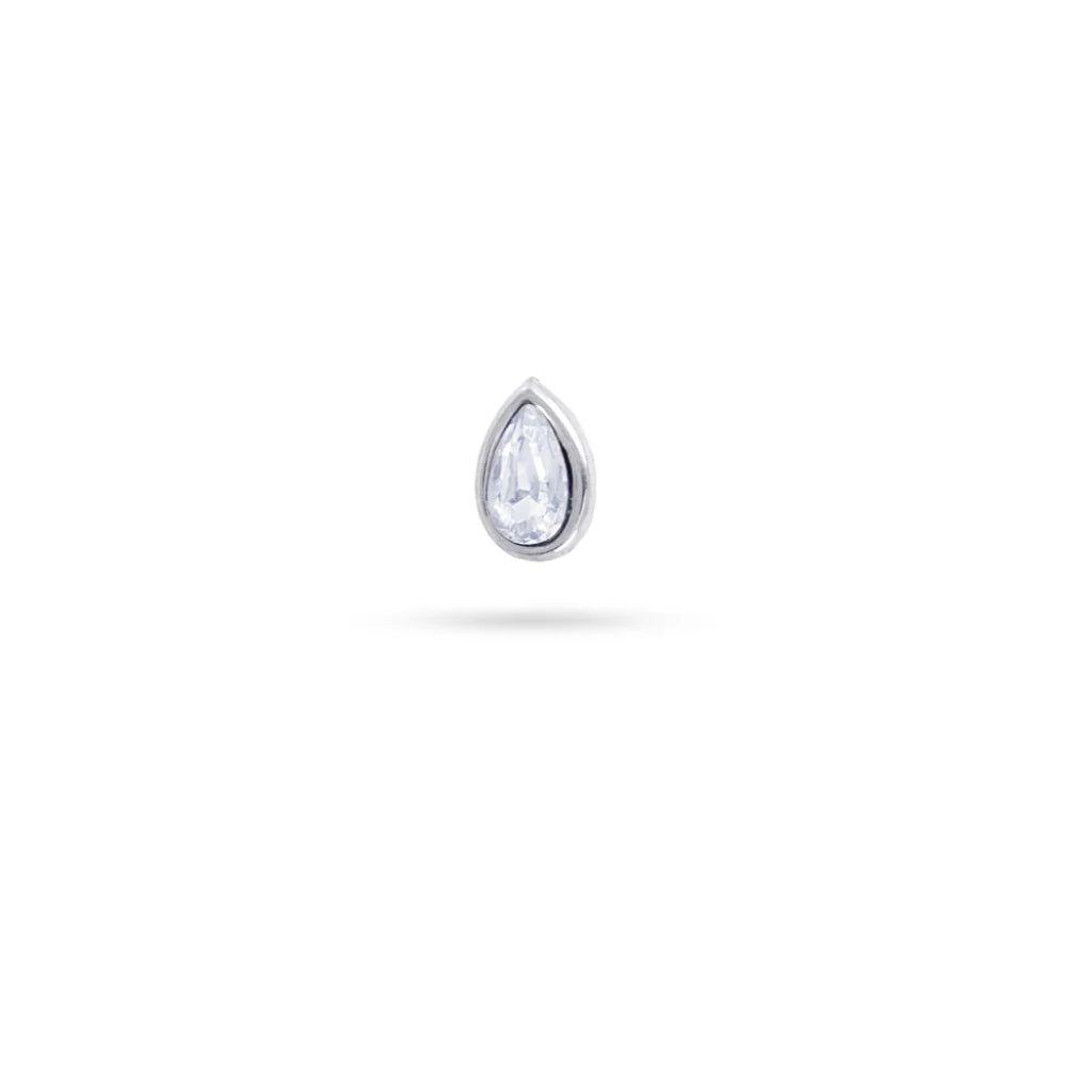 Clear Stone Pear Cut Ball Back Single Stud Earring | Anartxy