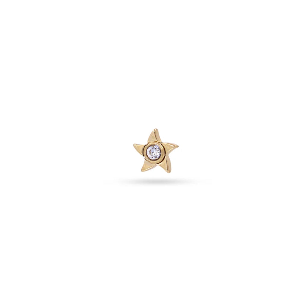 Clear Stone Star Ball Back Single Stud Earring | Anartxy