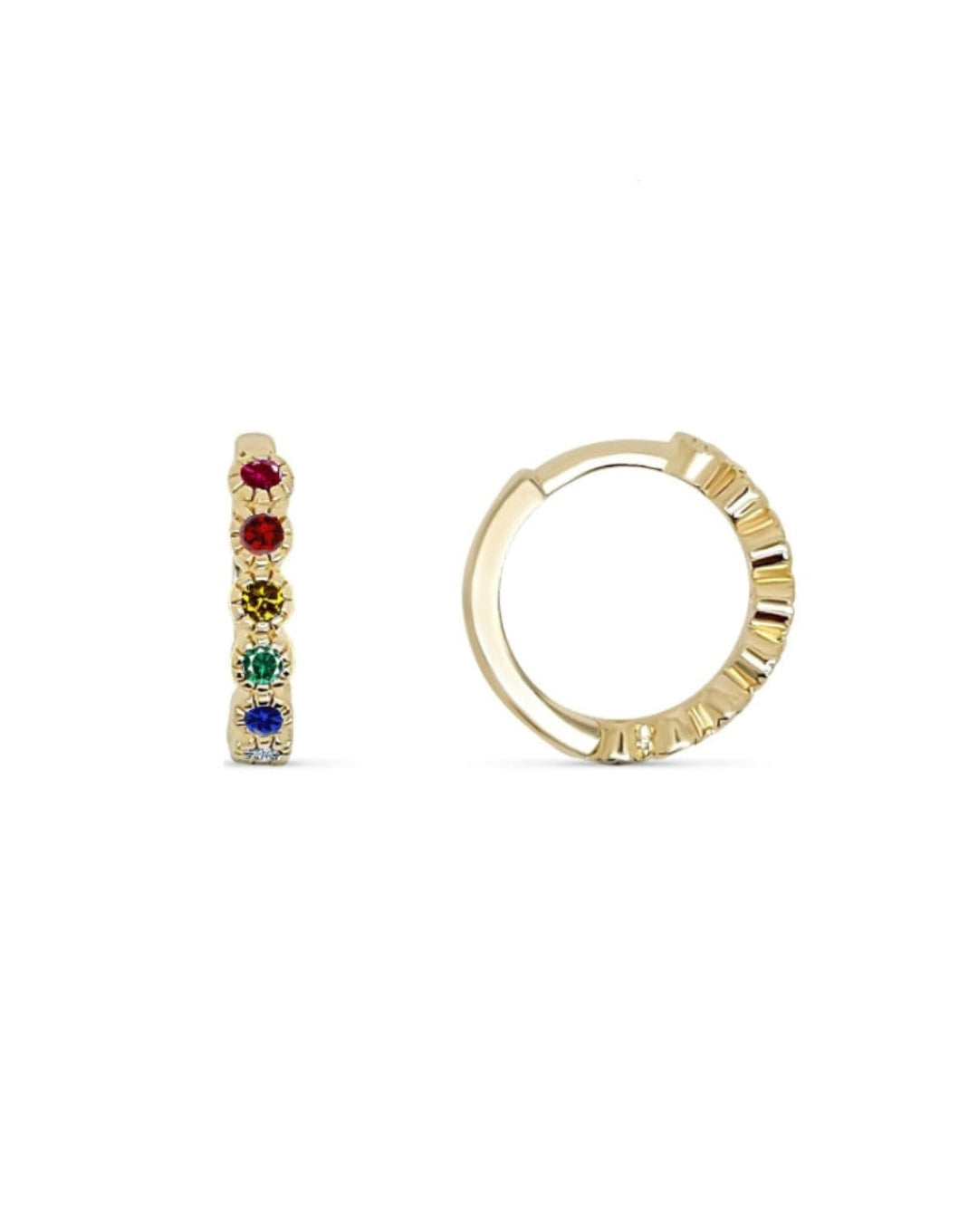 18ct Gold Plated Coloured Stone Huggie Earrings | Croix