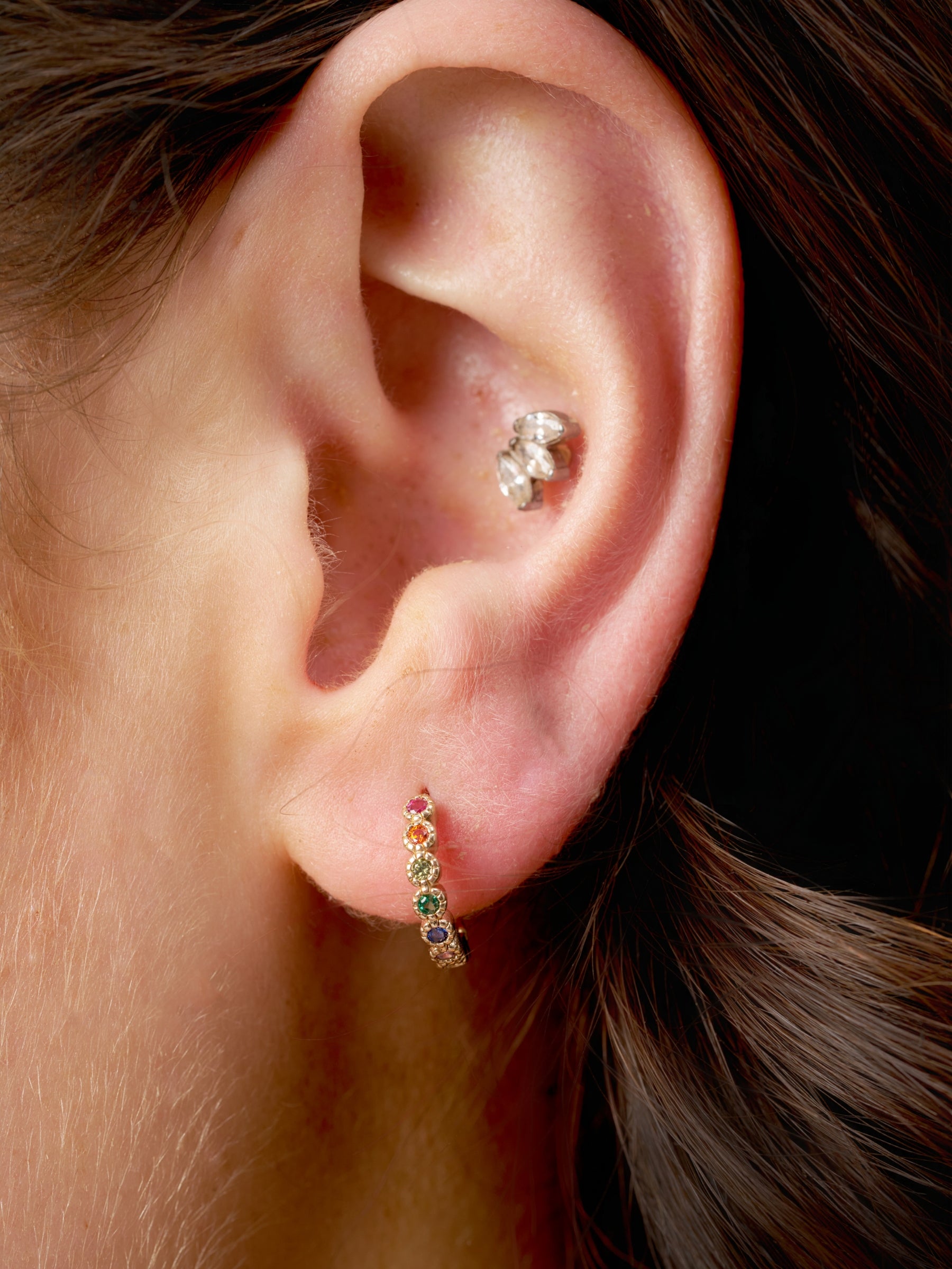 Gold Coloured Stone Huggie Earrings | Croix