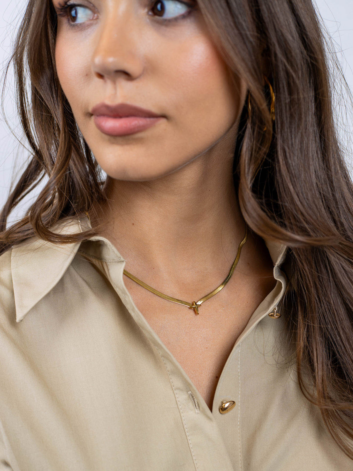 Steel Star Detail Herringbone Chain Necklace | Anartxy