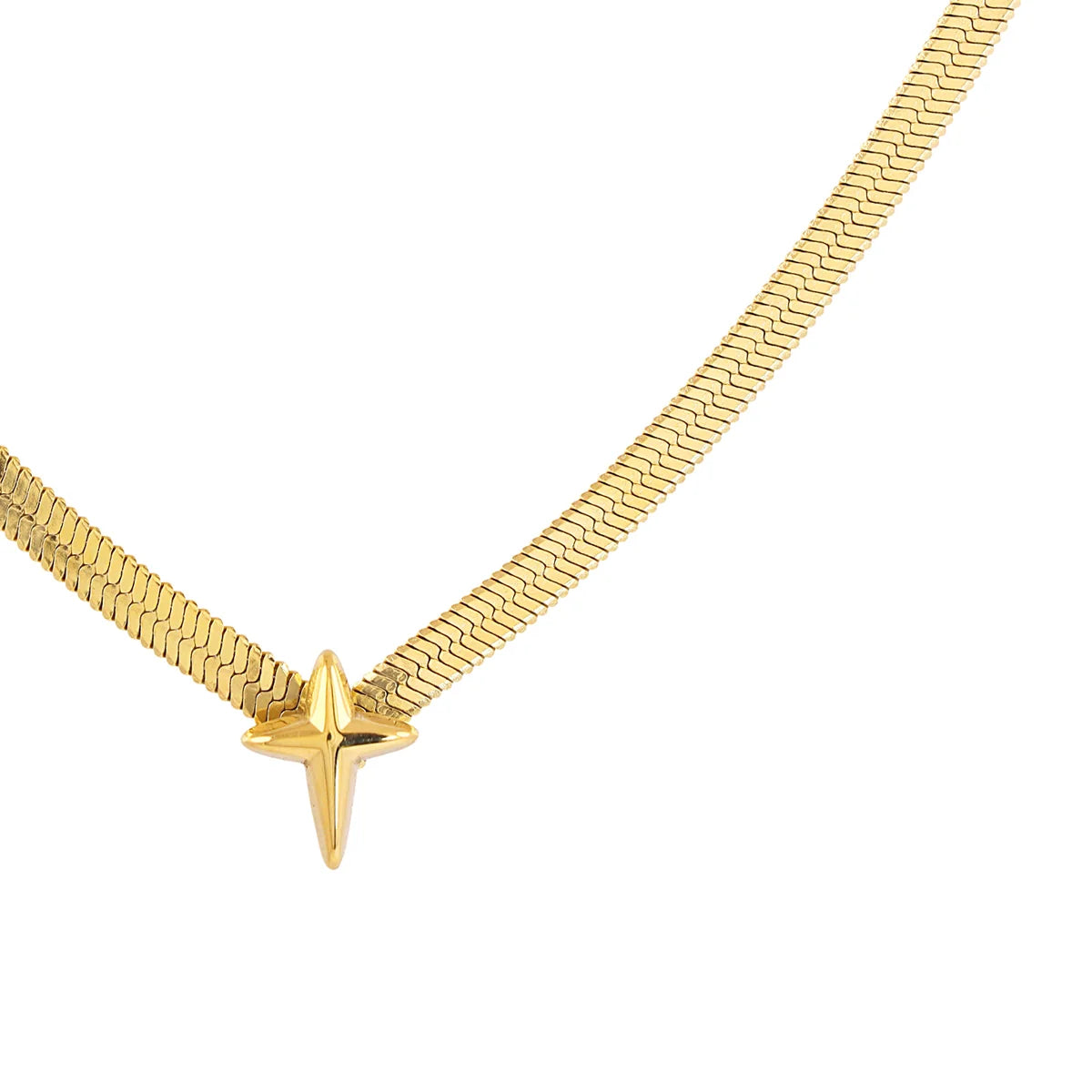 Steel Star Detail Herringbone Chain Necklace | Anartxy