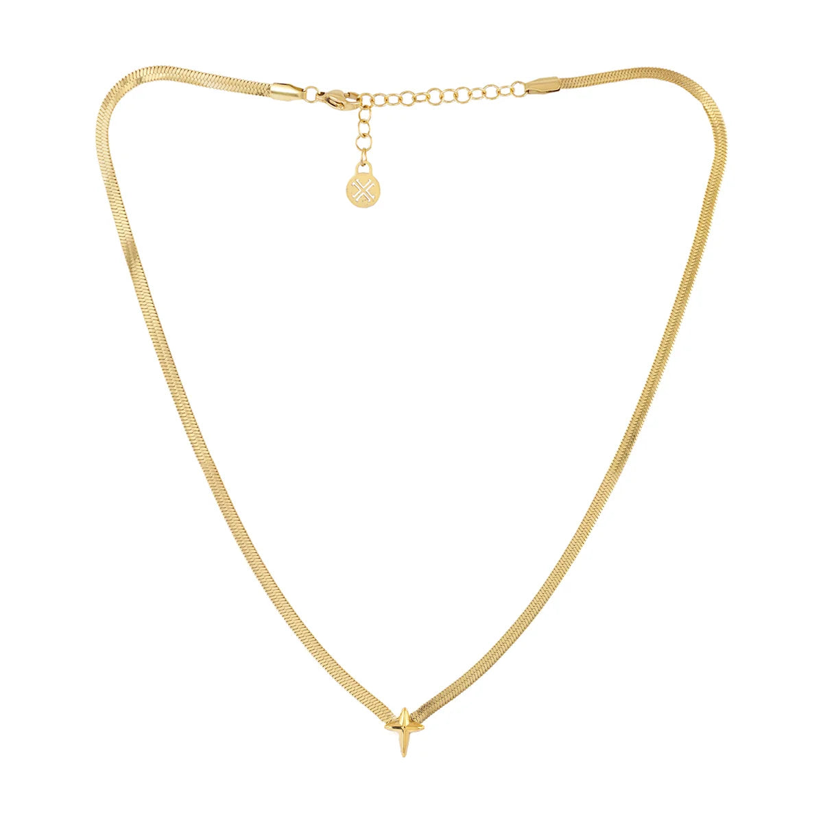 Steel Star Detail Herringbone Chain Necklace | Anartxy