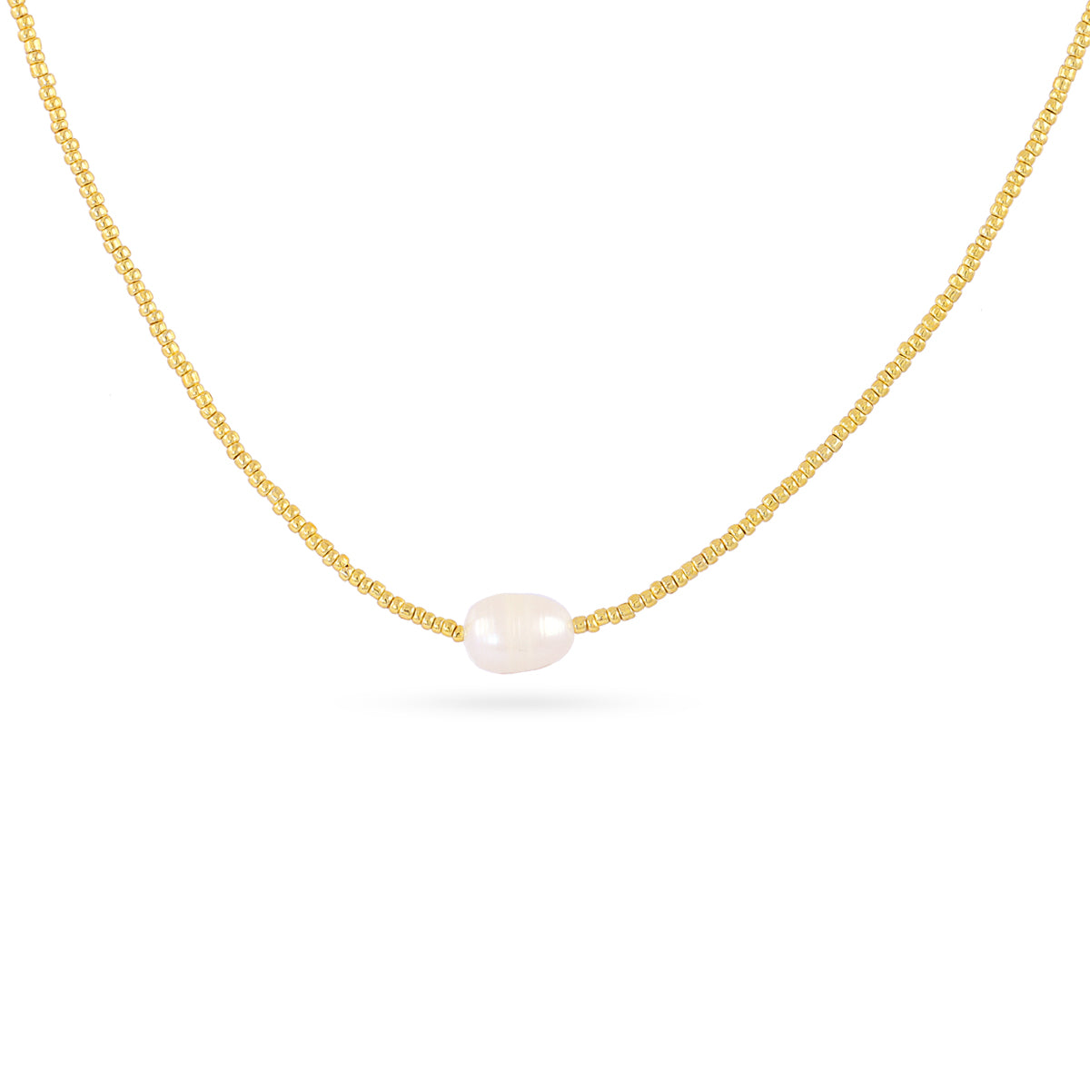 Steel Beaded Pearl Detail Chain Necklace | Anartxy