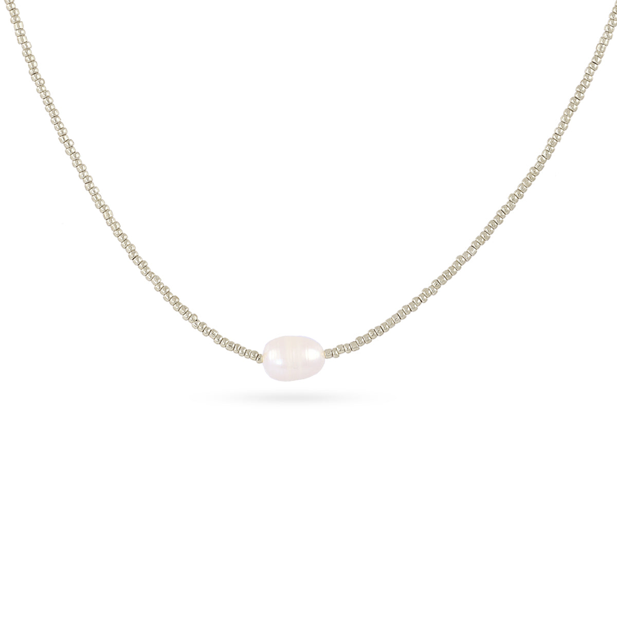Steel Beaded Pearl Detail Chain Necklace | Anartxy