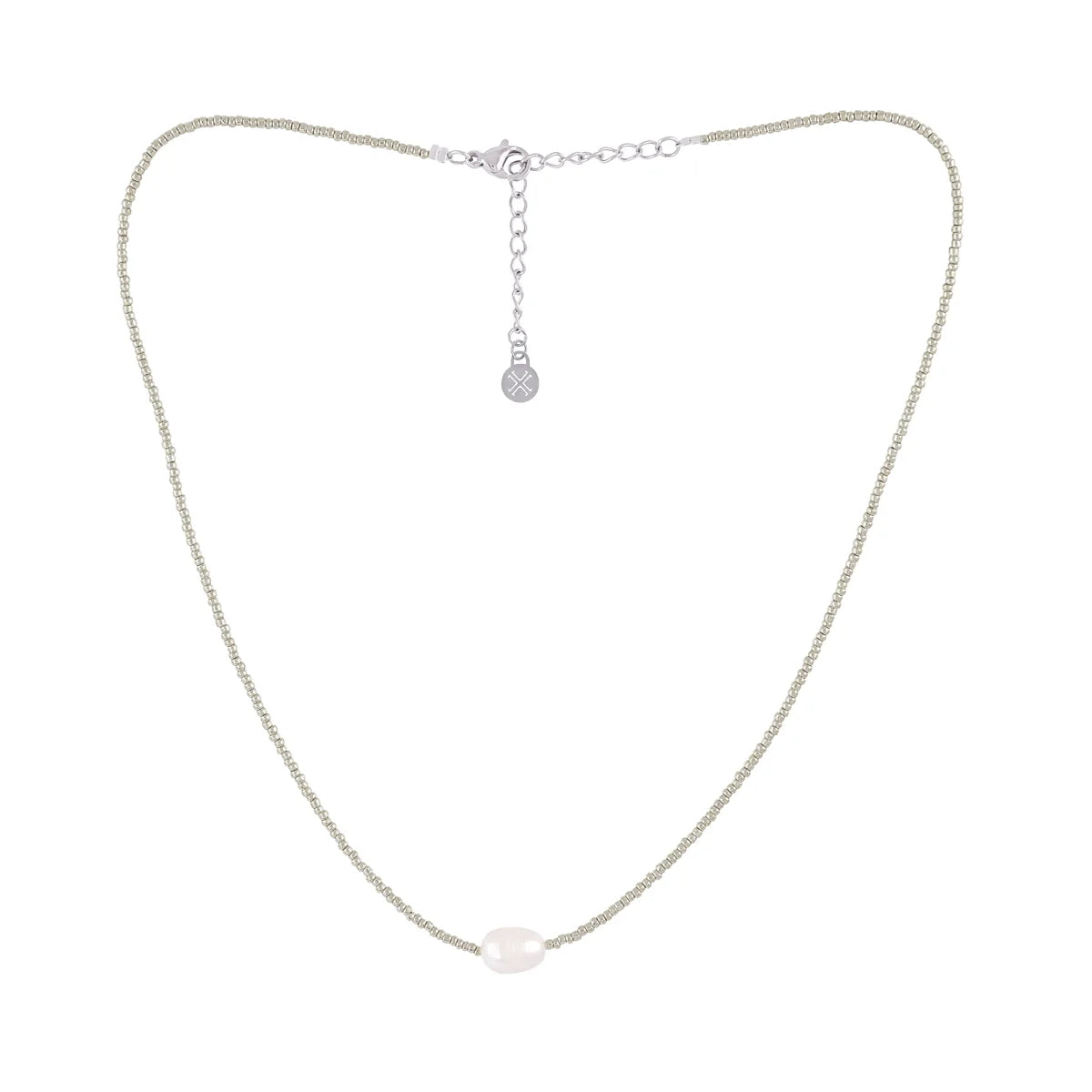 Steel Beaded Pearl Detail Chain Necklace | Anartxy