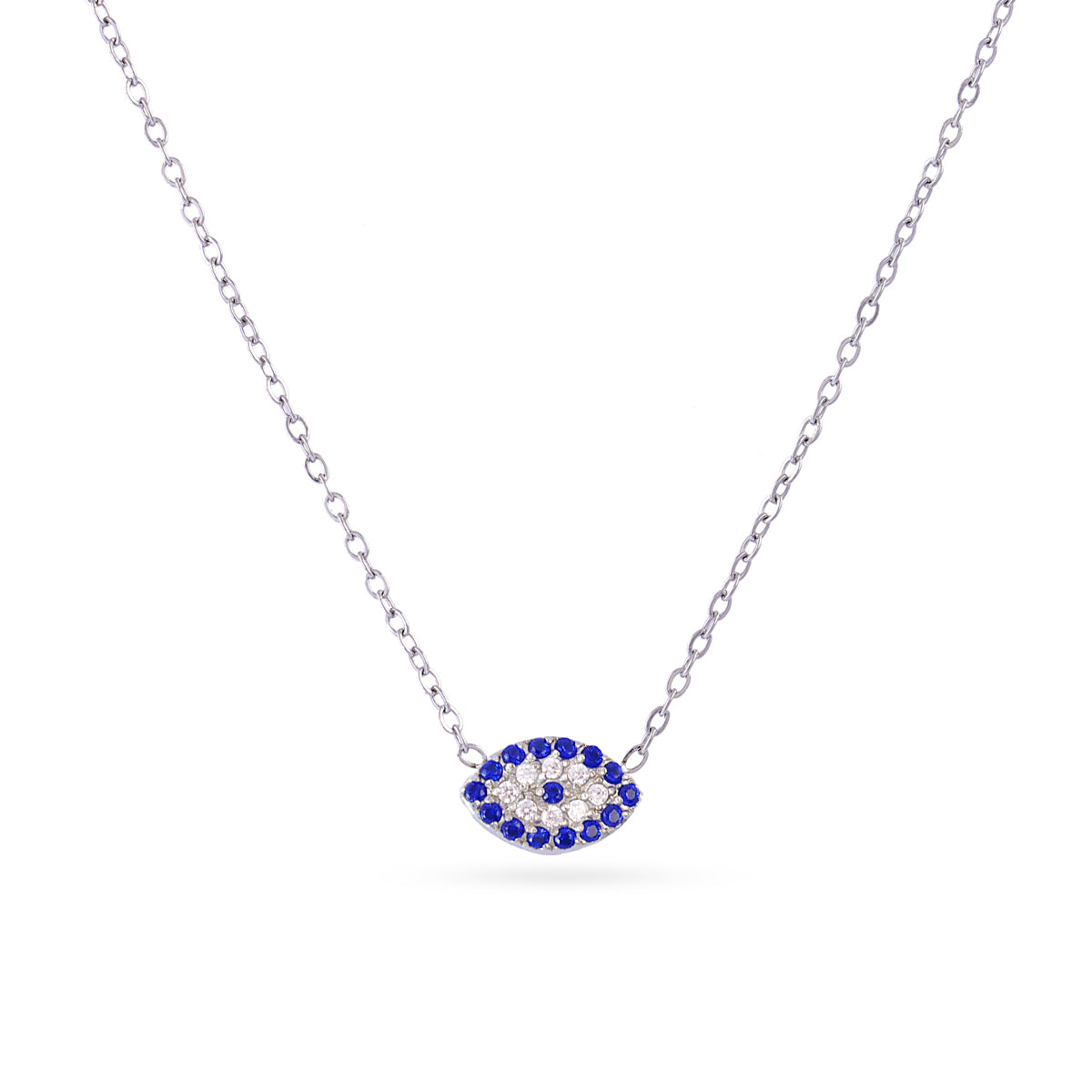 Steel Blue Evil Eye Chain Necklace | Anartxy
