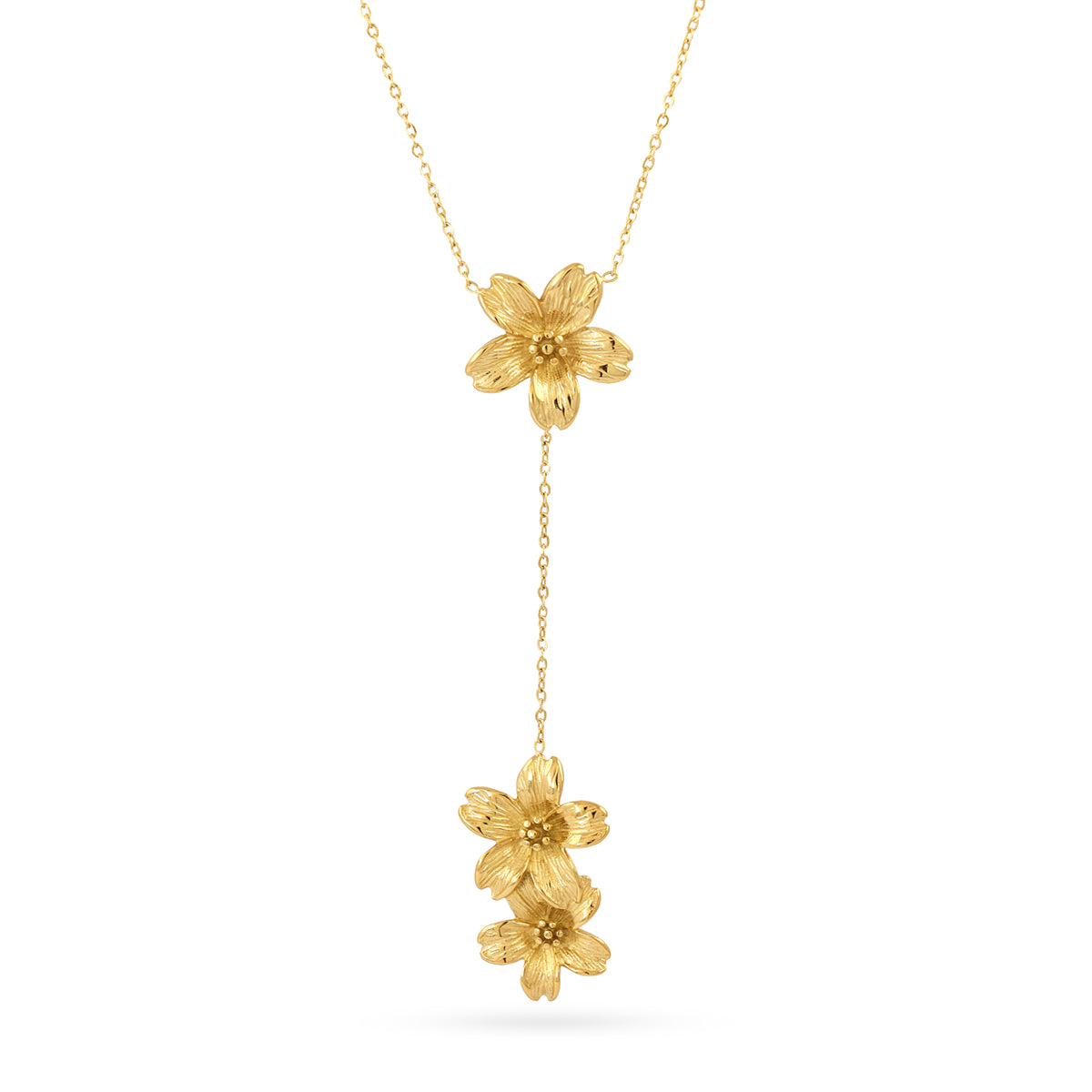 Steel Flower Drop Chain Necklace | Anartxy