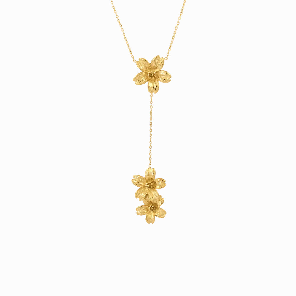 Steel Flower Drop Chain Necklace | Anartxy