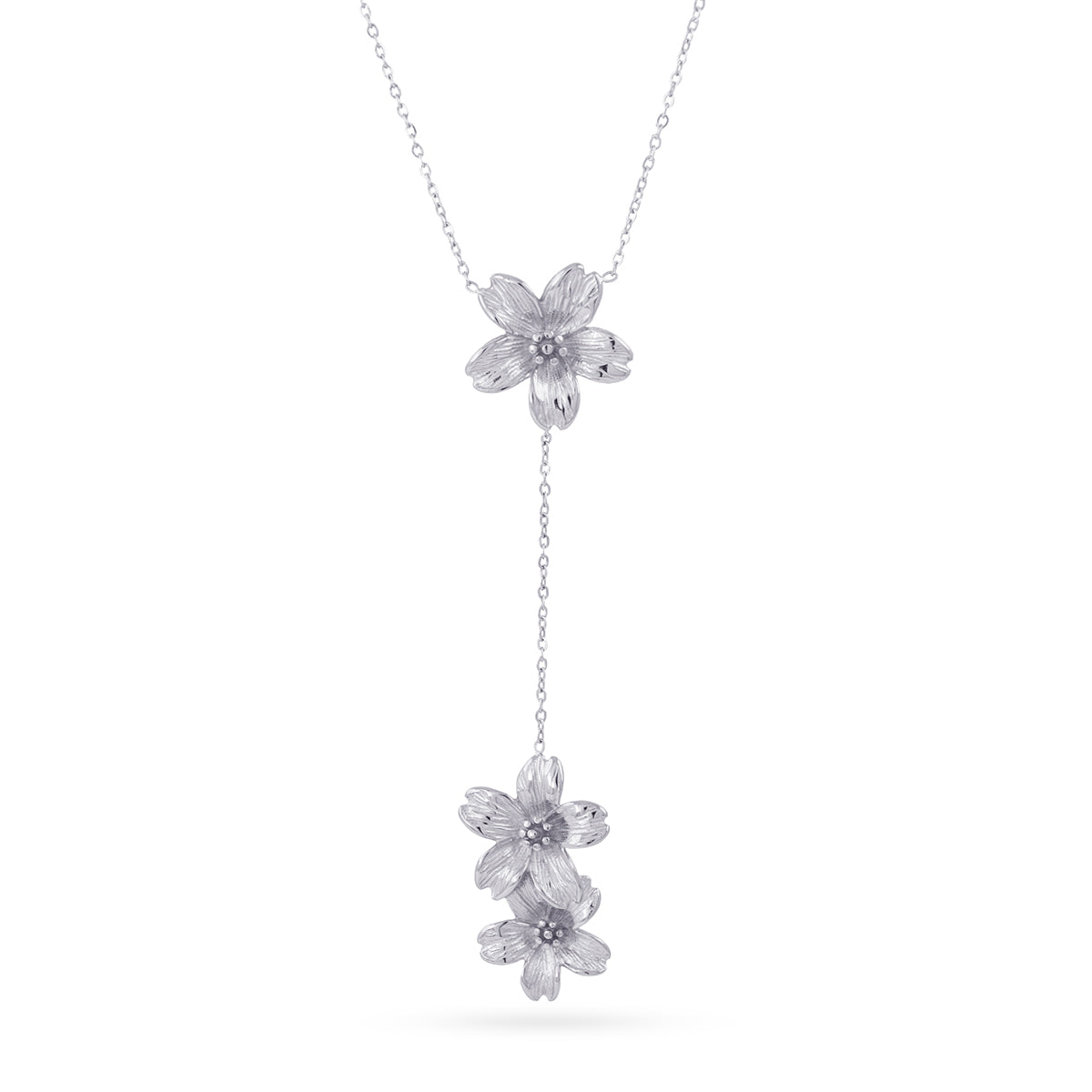 Steel Flower Drop Chain Necklace | Anartxy