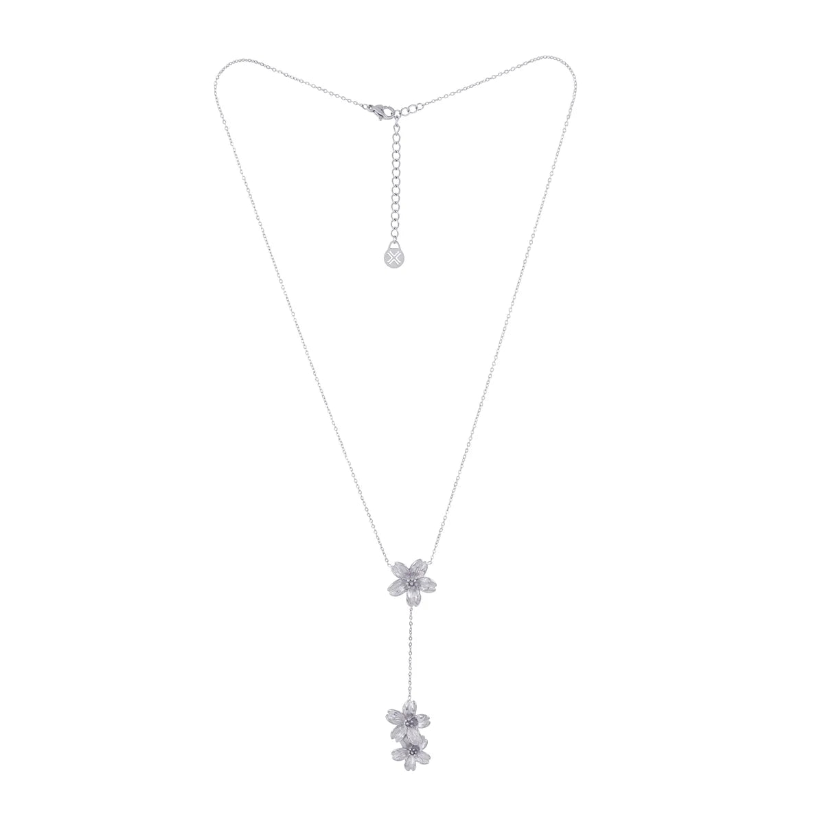 Steel Flower Drop Chain Necklace | Anartxy