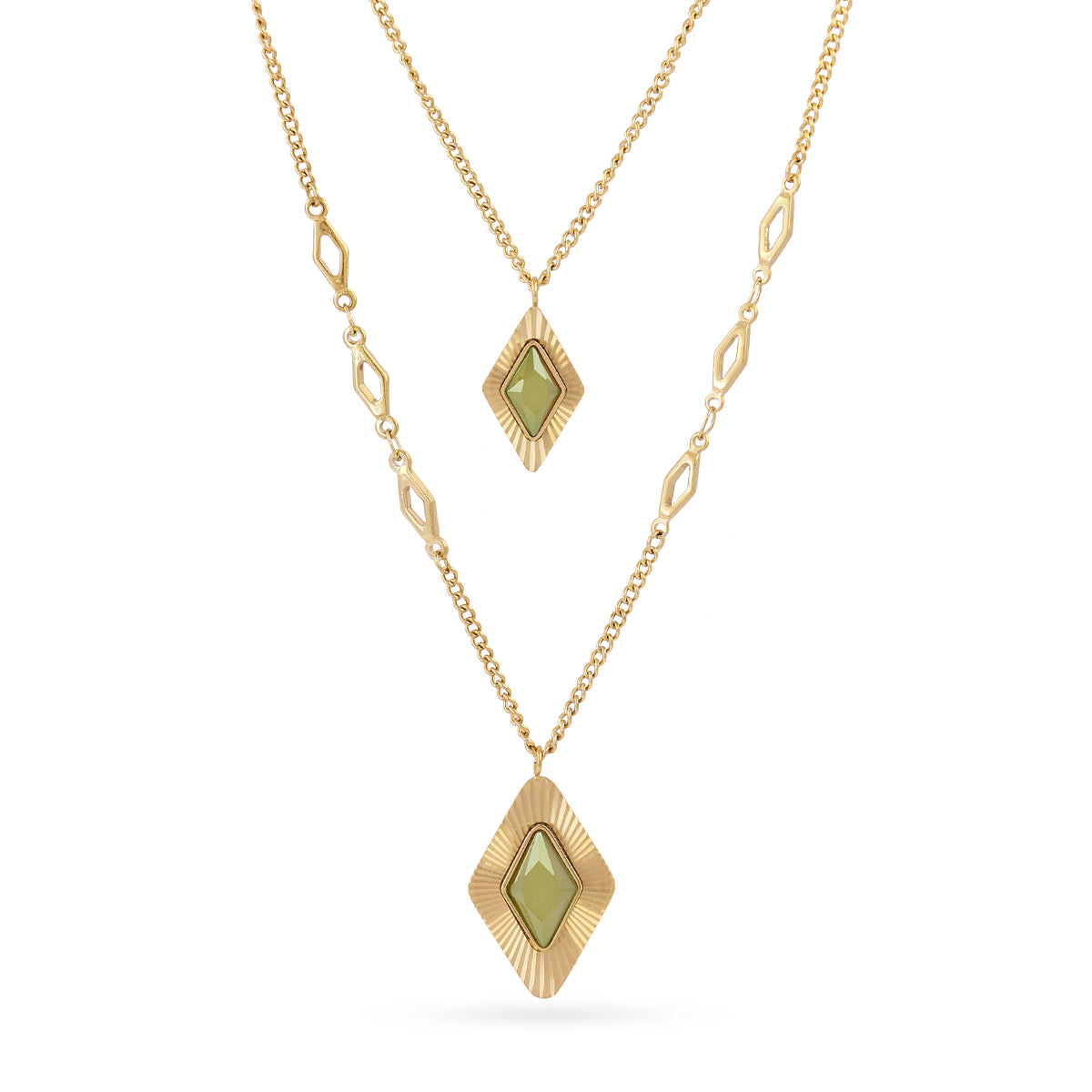 Steel Prisma Double Layer Chain Necklace | Anartxy