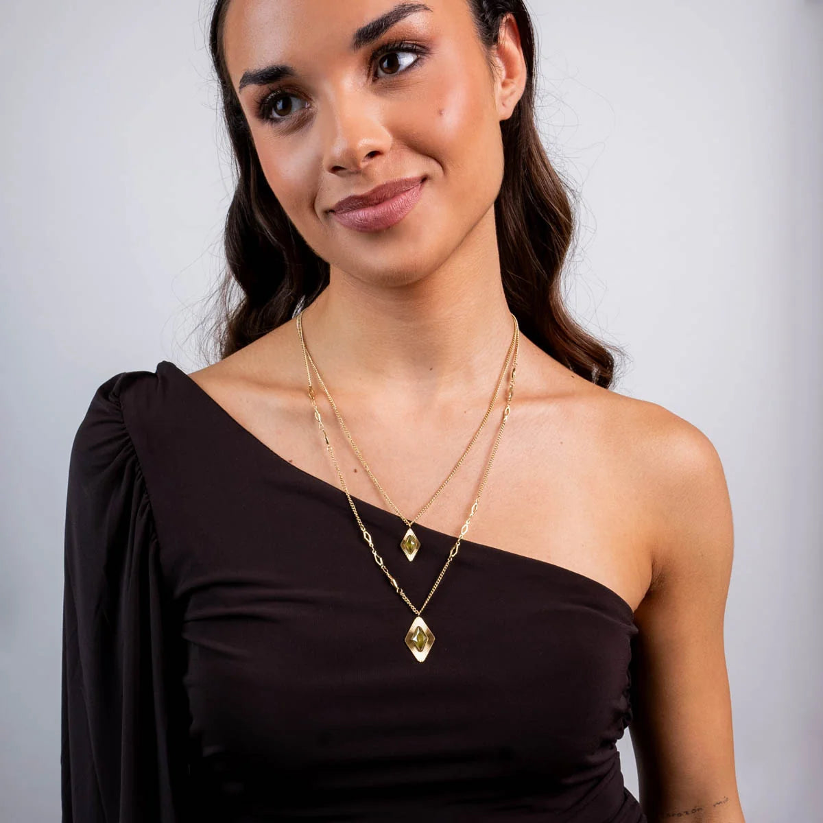 Steel Prisma Double Layer Chain Necklace | Anartxy