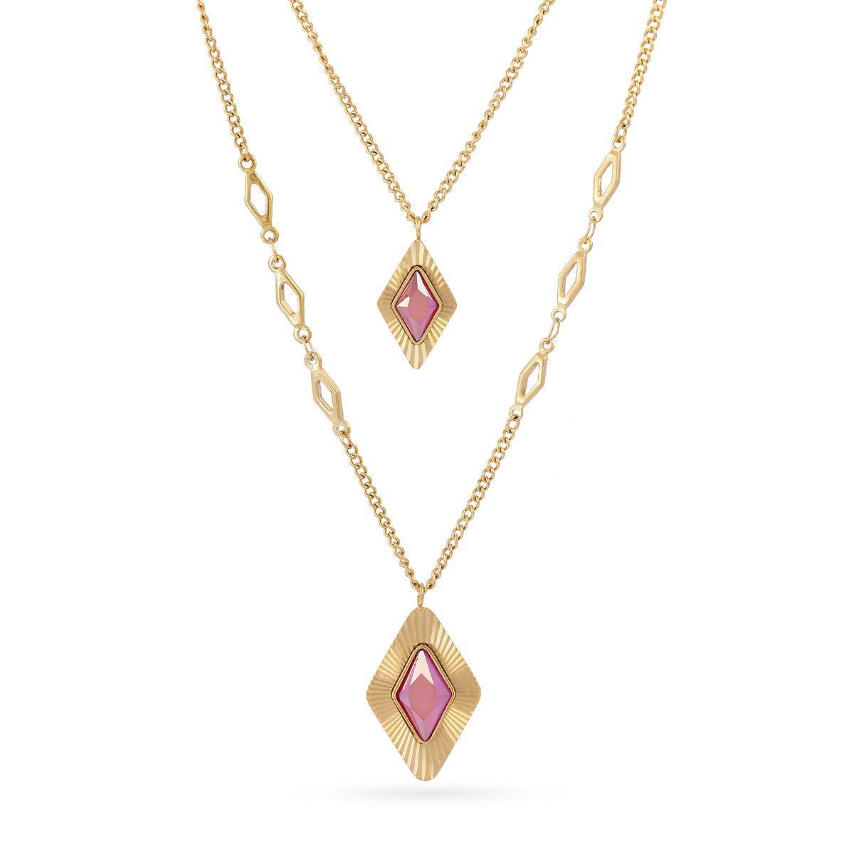 Steel Prisma Double Layer Chain Necklace | Anartxy