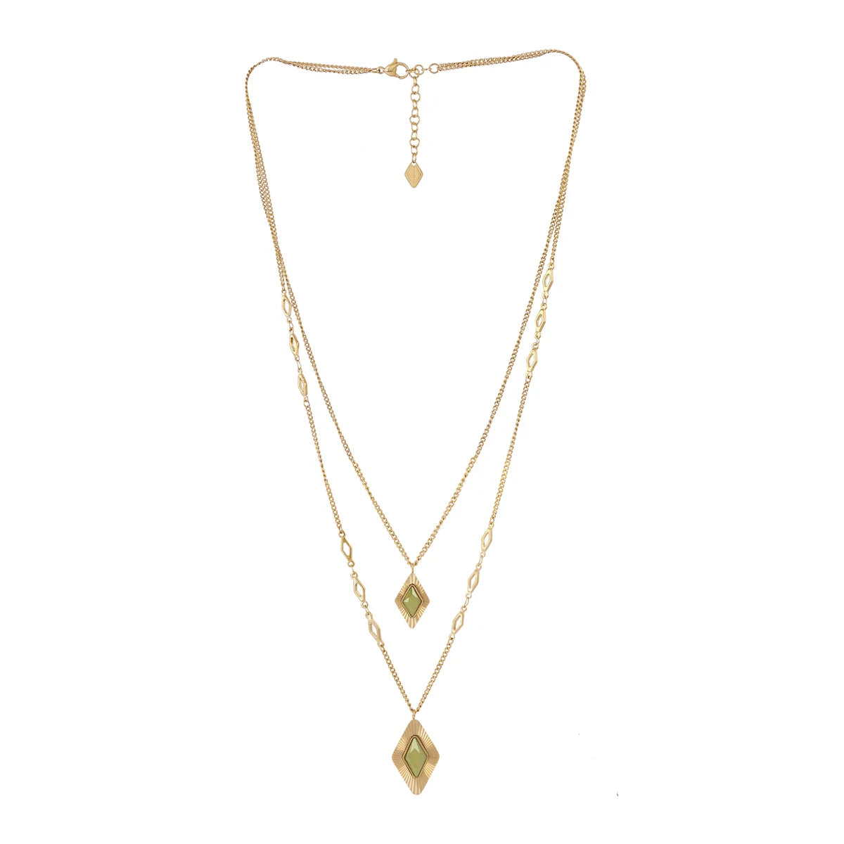 Steel Prisma Double Layer Chain Necklace | Anartxy