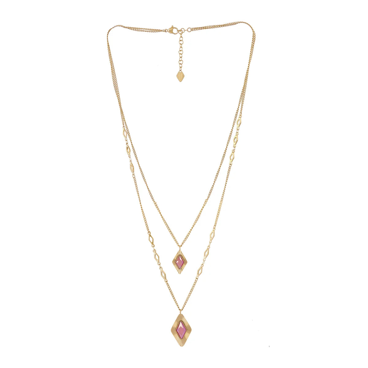 Steel Prisma Double Layer Chain Necklace | Anartxy