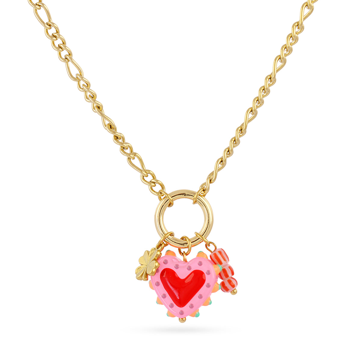 Steel Mosaic Heart Drop Chain Necklace | Anartxy