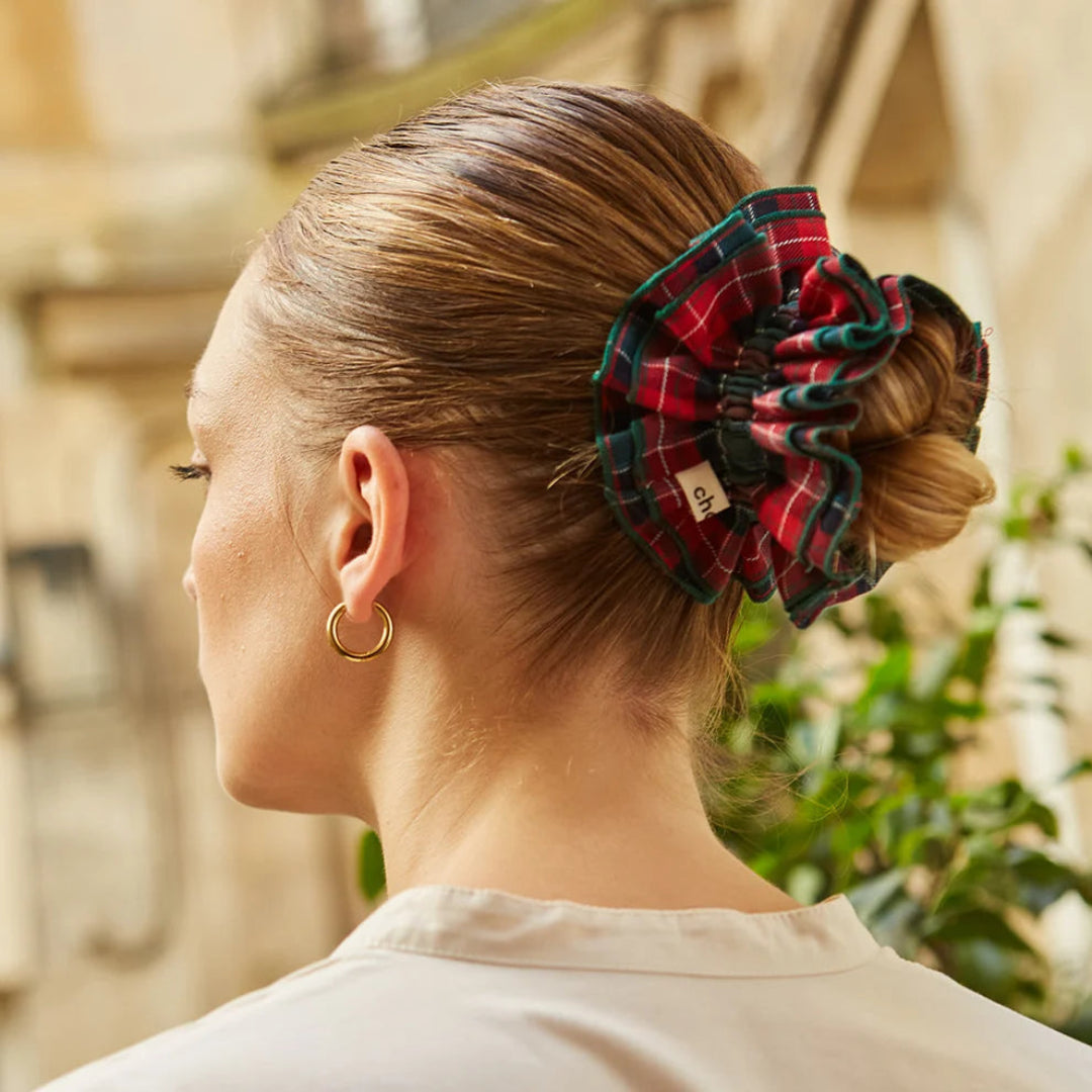 Maxi Hair Scrunchie | Red & Green Tartan | Chou²