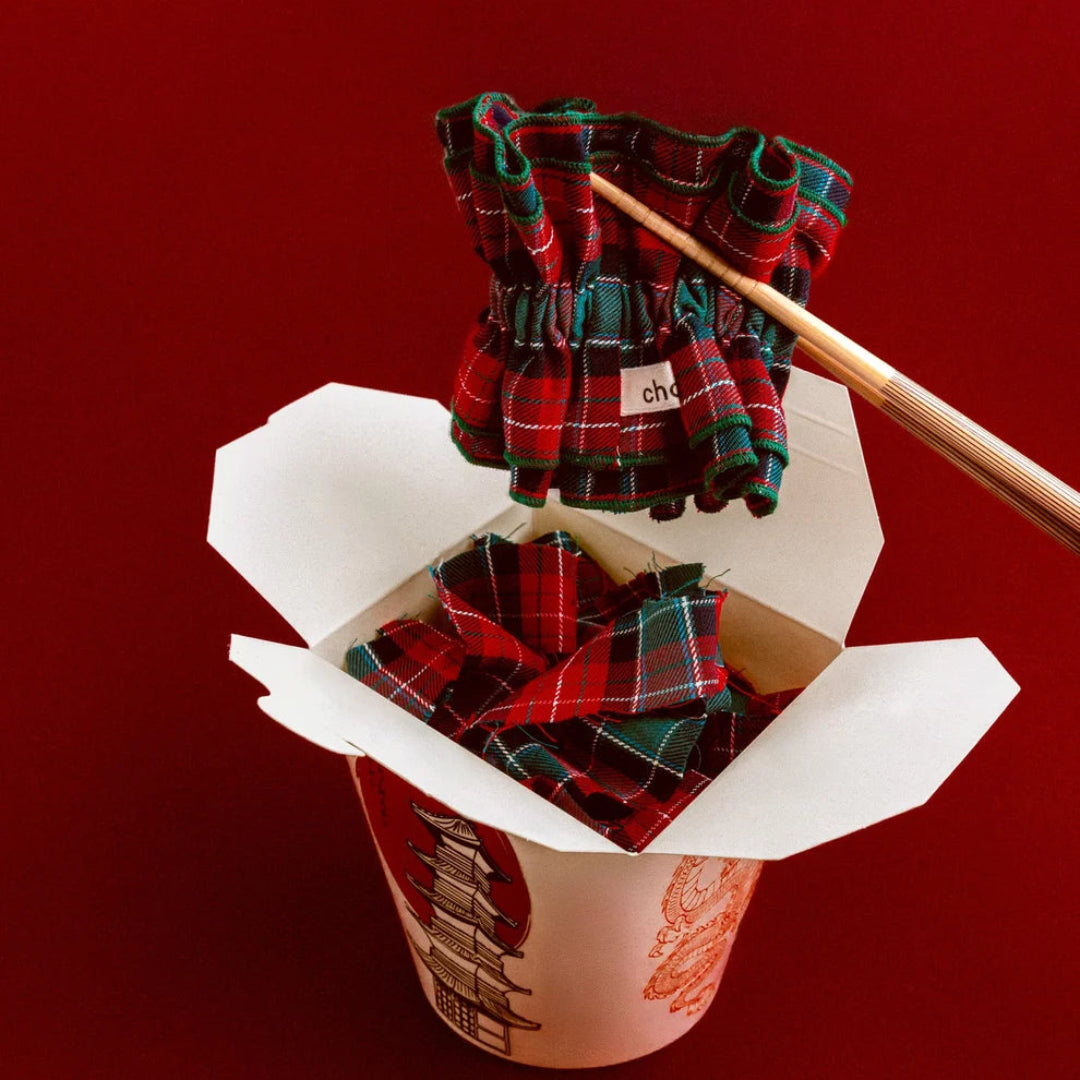 Maxi Hair Scrunchie | Red & Green Tartan | Chou²