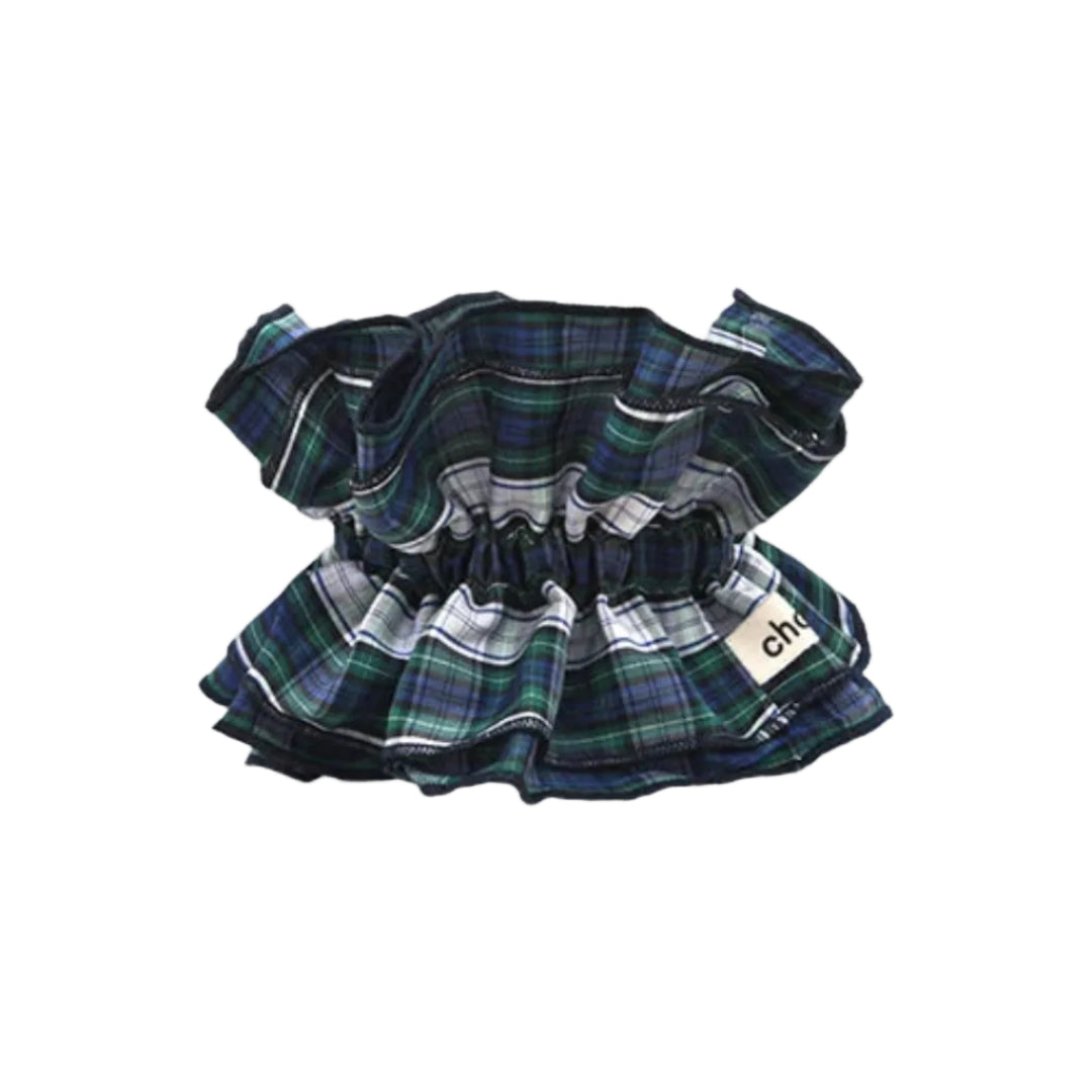 Maxi Hair Scrunchie | Blue & Green Tartan | Chou²