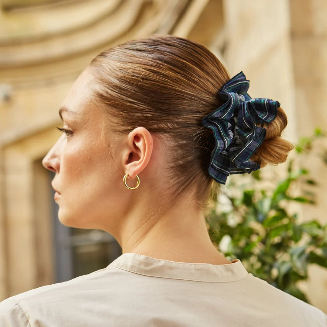 Maxi Hair Scrunchie | Blue & Green Tartan | Chou²