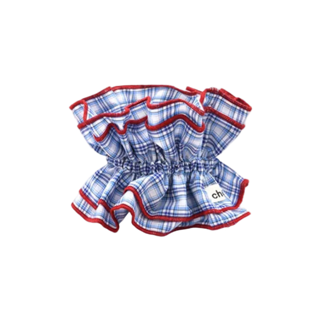 Maxi Hair Scrunchie | Sky Blue Tartan | Chou²