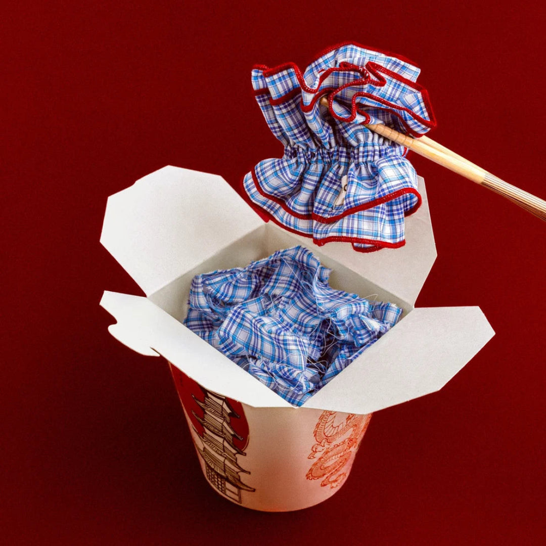 Maxi Hair Scrunchie | Sky Blue Tartan | Chou²