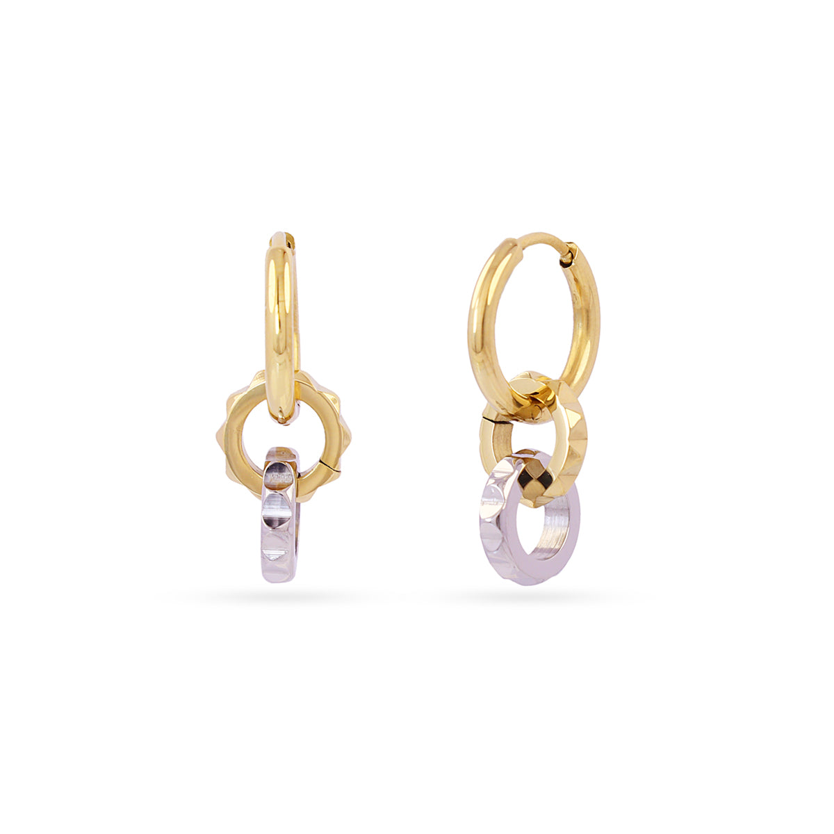 Steel Double Hoop Charm Earrings | Anartxy